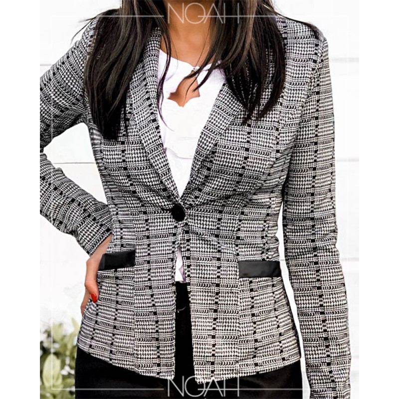 Simulassão - Moda Feminina - BLAZER BOTÕES XADREZ