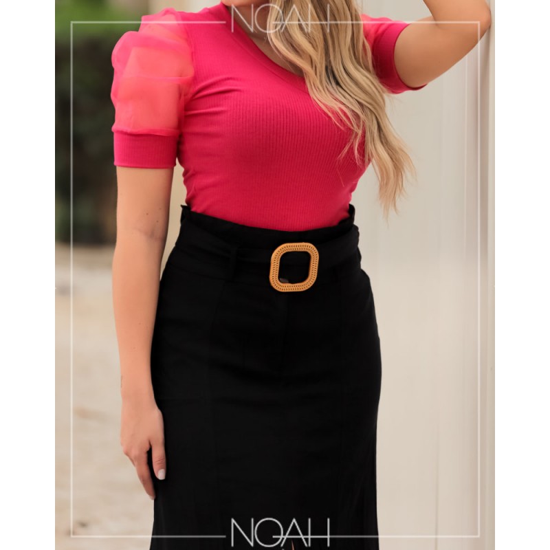 Saia rosa com blusa preta new arrivals
