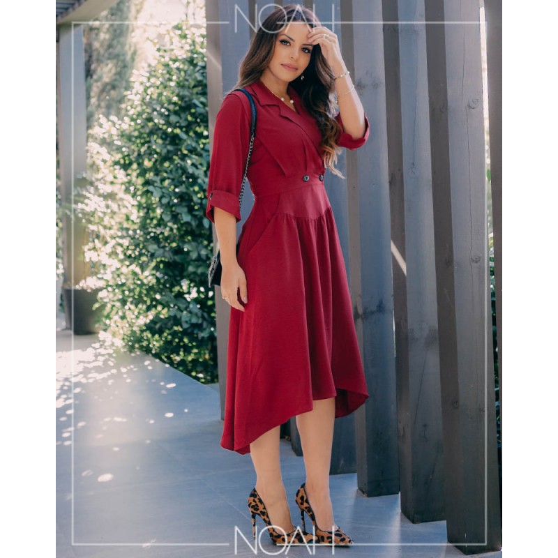 Vestido midi hot sale cor marsala