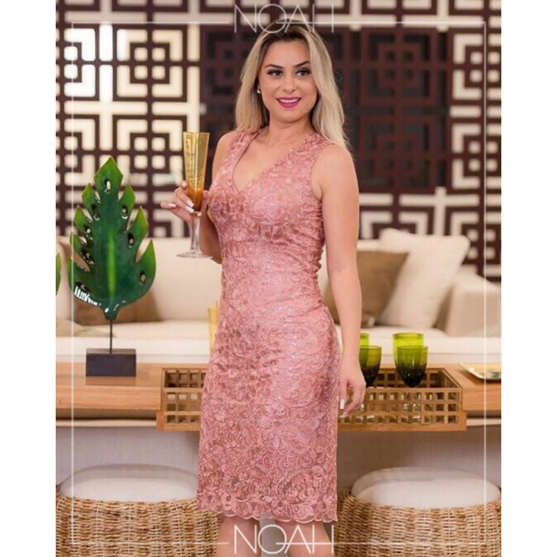 vestido tubinho com guipir