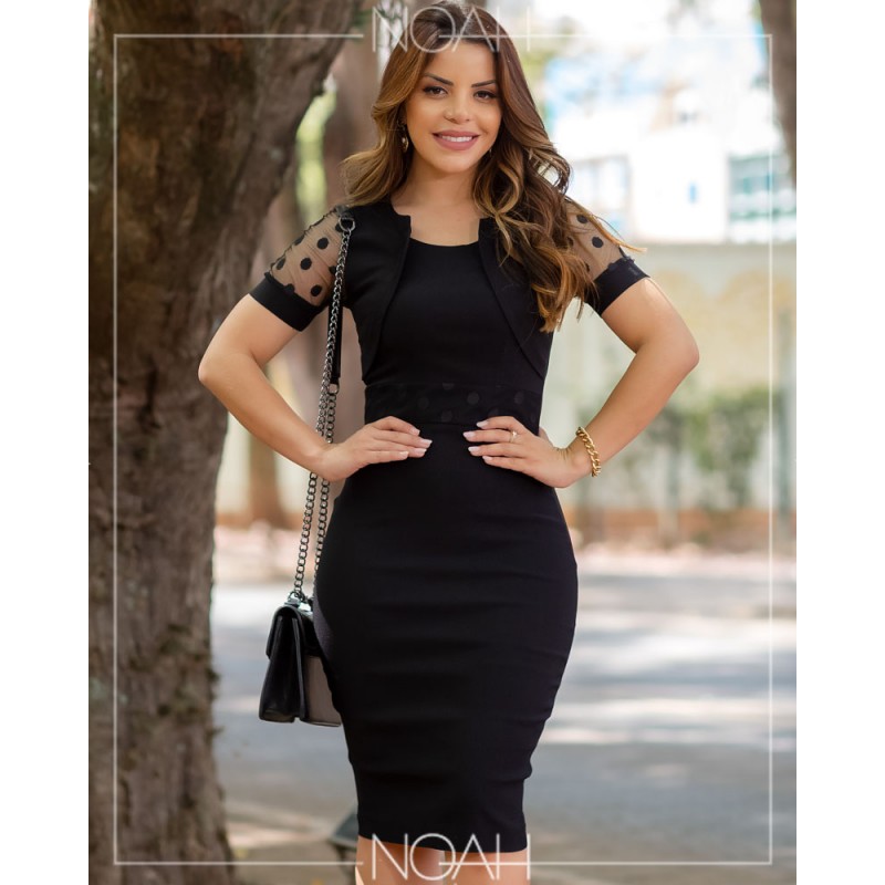 Vestido tubinho sales preto bengaline