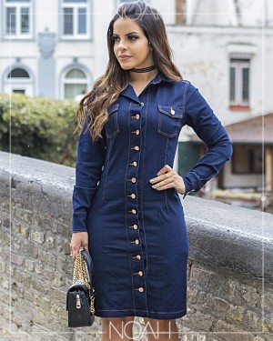 Vestido tubinho jeans escuro | Moda Evangelica e Executiva